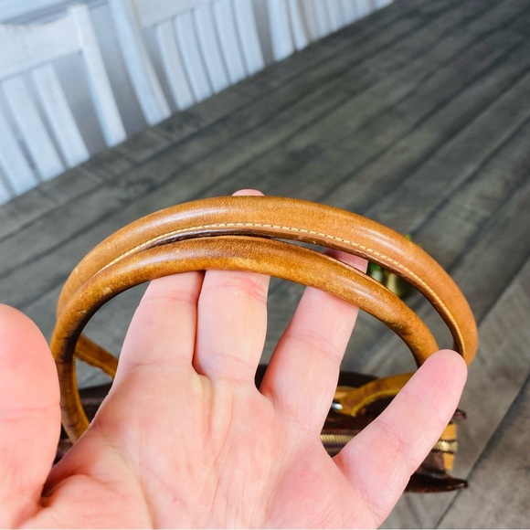 ETRO Paisley Pattern PVC/Leather One-Shoulder Tote Bag Brown/Beige Vintage - Picture 8 of 11